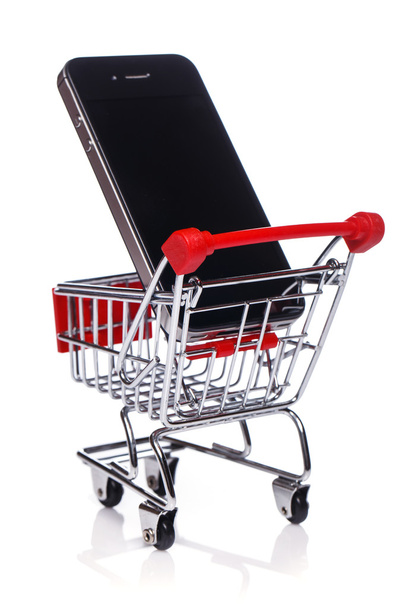 Smartphone en carrito de compras
 - Foto, Imagen