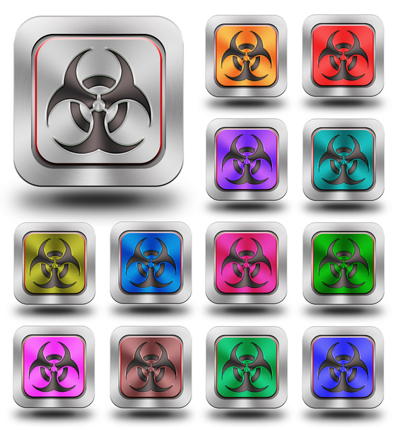Biohazard Aluminium glänzende Symbole, verrückte Farben - Foto, Bild