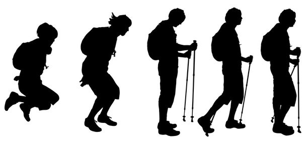 Мужчины, которые ходят с нордической ходьбой
. - Вектор,изображение