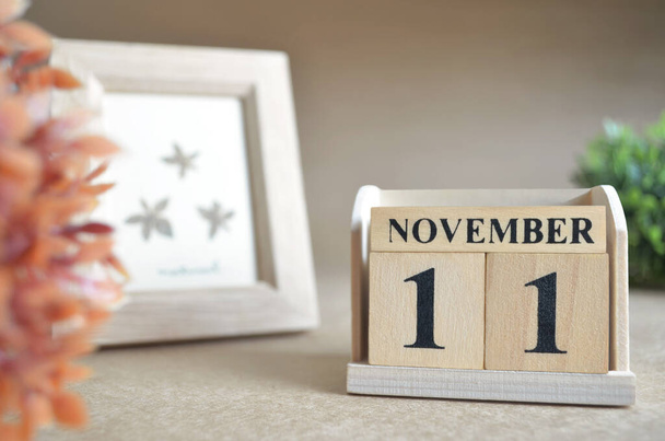 wooden calendar with November month, planning concept - Photo, Image