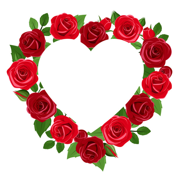 Background with heart and red roses. Vector illustration. - Vector, Image