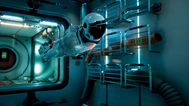 "Astronot uzay aracını sıfır yerçekimi modülünde uçuruyor. 3B Hazırlama." - Fotoğraf, Görsel