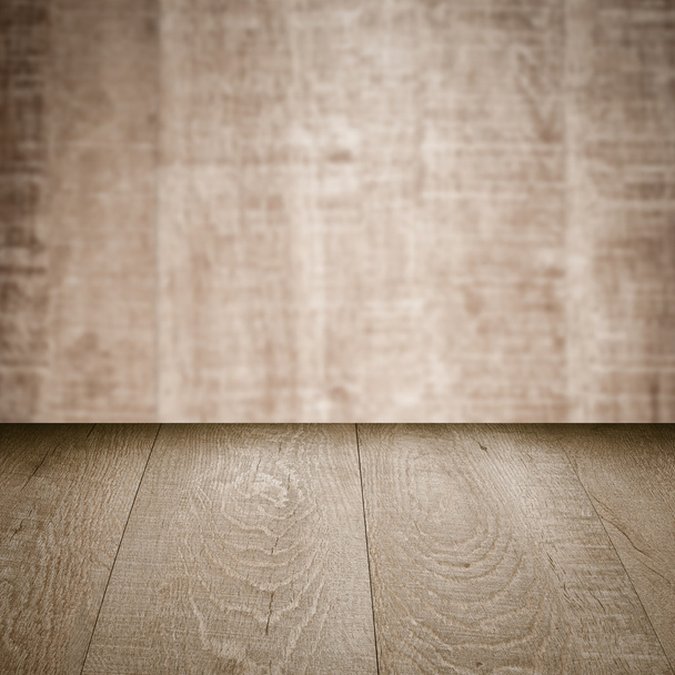 Table with wooden wall - Φωτογραφία, εικόνα
