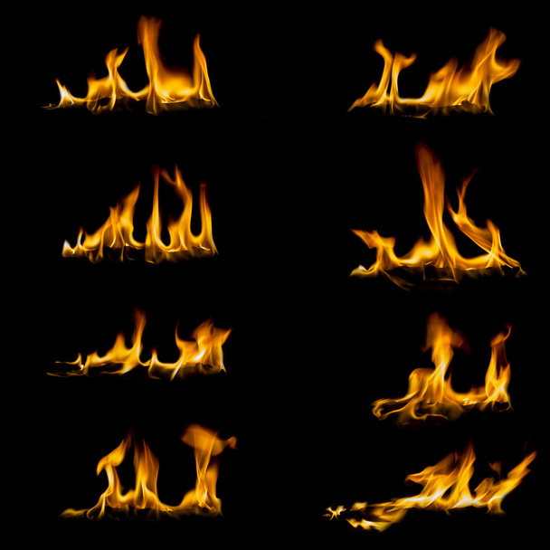 Collection of flames on black - Photo, Image