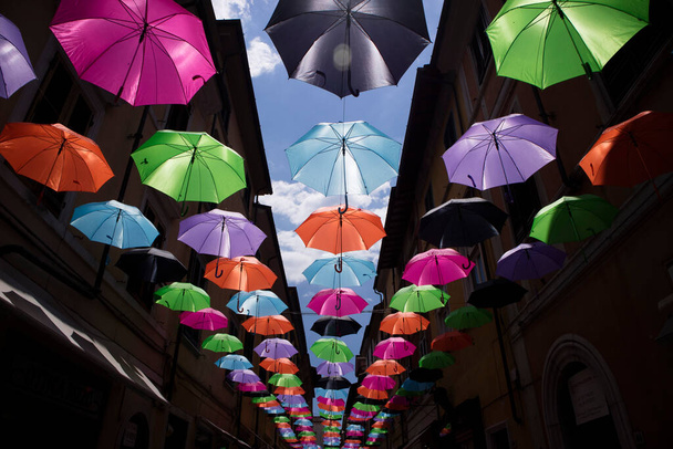 "Umbrellas of different colors" - Photo, Image