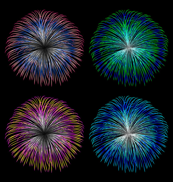 Colorful fireworks vector set  - Vector, Image