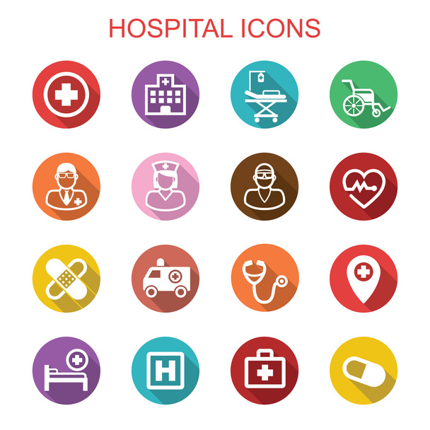 Больничные длинные иконы тени
 - Вектор,изображение