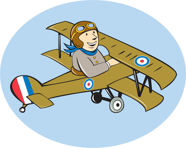 Sopwith teve felderítő repülőgép rajzfilm - Vektor, kép