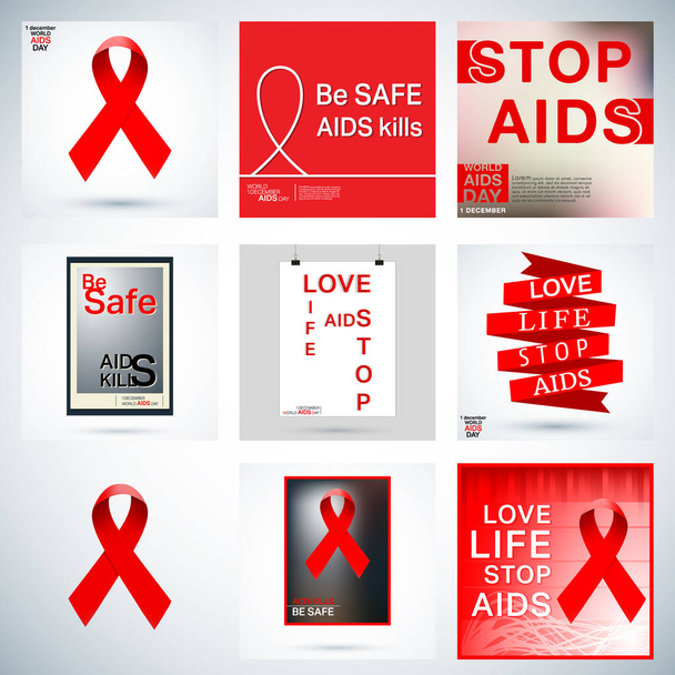 Conjunto cartel del SIDA, ilustración colorida  - Foto, Imagen