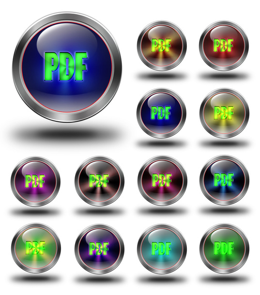 PDF-glanzende pictogrammen, gekke kleuren - Foto, afbeelding