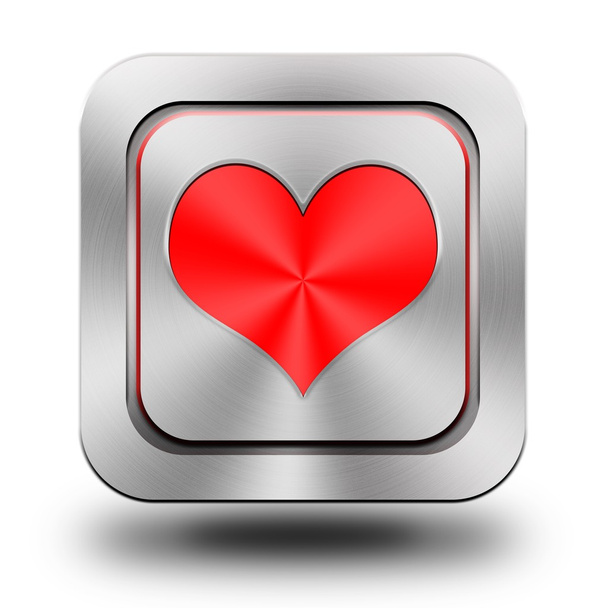 Spielkarte, Herz, Aluminium-Hochglanz-Symbol, Taste - Foto, Bild