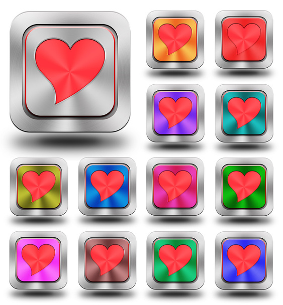 Corazón rojo de aluminio iconos brillantes, colores locos
 - Foto, Imagen