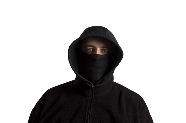 Black dressed hooded man - Photo, Image