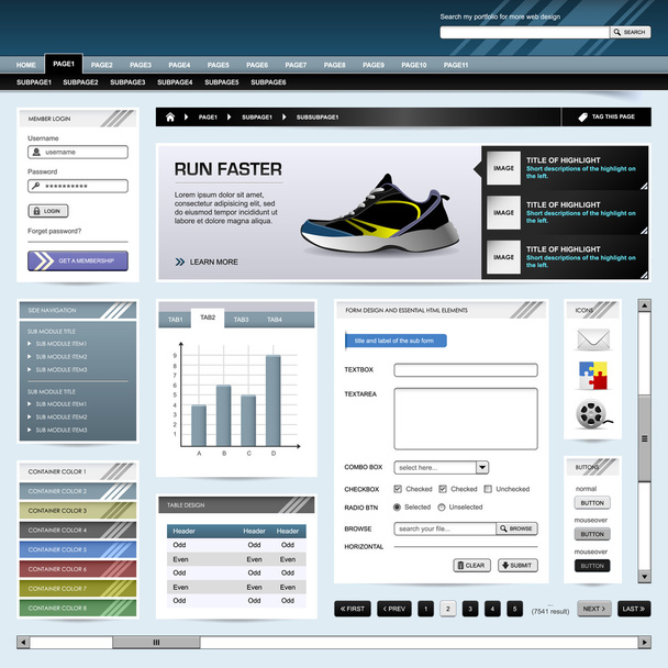 web design website element vorlage button - Vektor, Bild