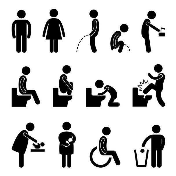 Toilet Bathroom Pregnant Handicap Public Sign - Vector, Image