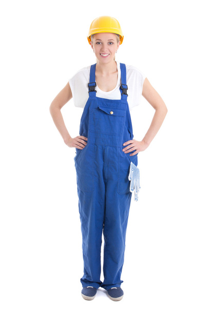 femme en uniforme de générateur isolé sur blanc - Photo, image