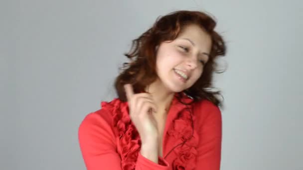 Happy woman with headphones - Video, Çekim