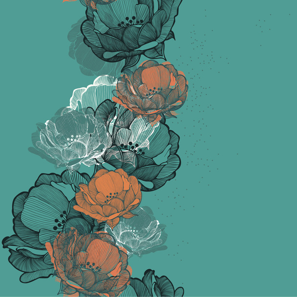 Naadloze achtergrond met bloemen rozenbottels hand-tekening. Vector il - Vector, afbeelding