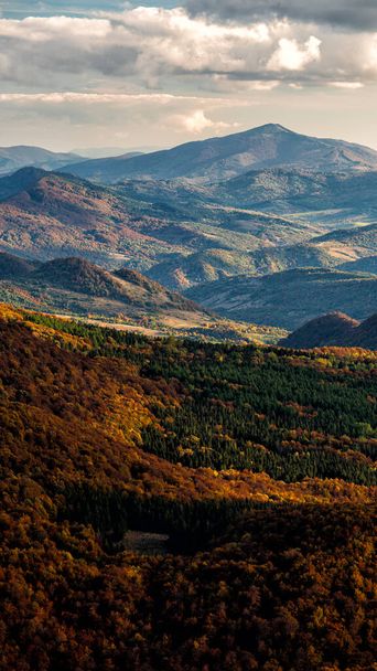 Outono colorido paisagem montanhosa, Montanhas Bieszczady, Cárpatos, Polónia e Ucrânia. - Foto, Imagem
