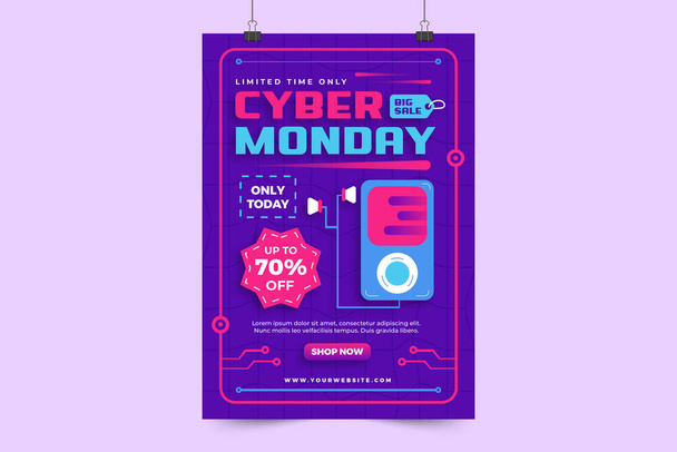 Cyber Monday poster or flyer design template easy to customize simple and elegant design - Vector, Image