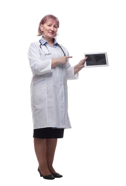 female doctor with a digital tablet. isolated on a white - Φωτογραφία, εικόνα
