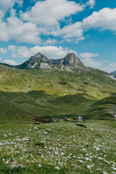 El paso de montaña Sedlo se encuentra en el norte de Montenegro. Fantástica vista verde de la montaña del sillín, Durmitor masivo, Montenegro - Foto, imagen