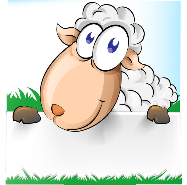 Cute shep cartoon with  white banner - Vector, Image