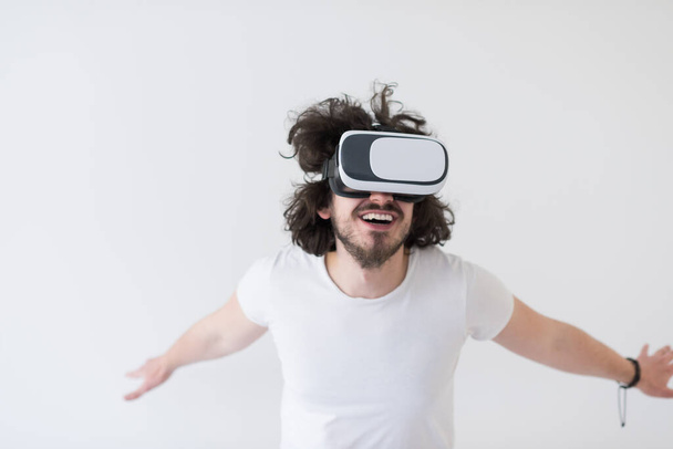 "Man using headset of virtual reality" - Photo, Image