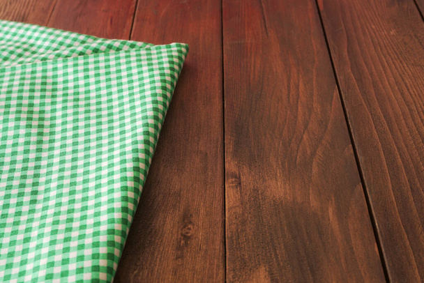 green plaid fabric or tablecloth background - Photo, Image
