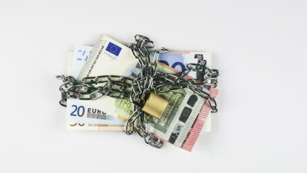 Euro banknotes in chains - Footage, Video