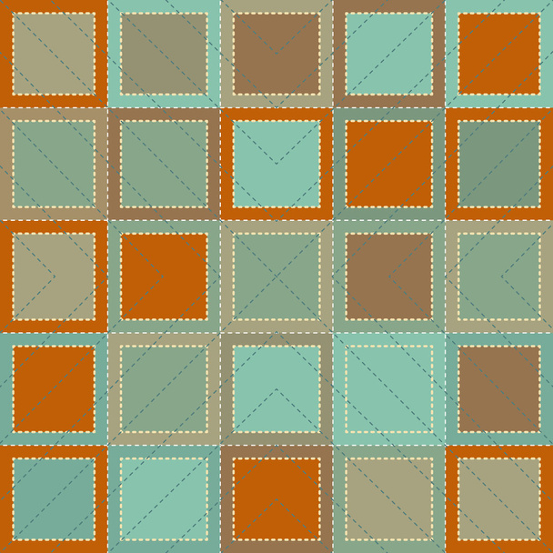 Fondo colorido en estilo patchwork con cuadrados y puntadas
 - Vector, imagen