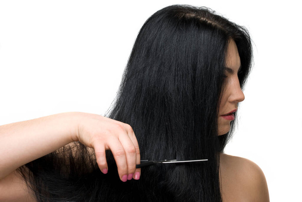 Cutting long hair background view - Φωτογραφία, εικόνα