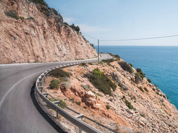 "Mountain serpentine road along Mediterranean sea. Demre Finike Yolu road . Turkey." - Fotó, kép