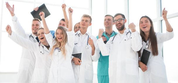 "group of diverse medical employees showing their success" - Photo, Image