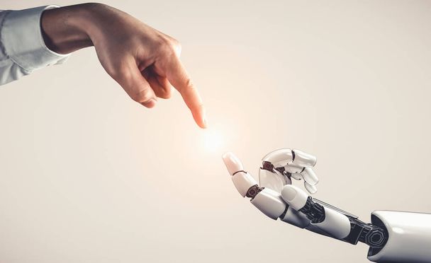 "Toekomstige kunstmatige intelligentie en machine learning voor AI droid robot of cyborg" - Foto, afbeelding