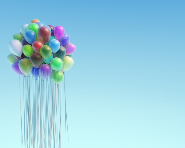 Πολύχρωμα μπαλόνια που φέρουν επάνω ενάντια στον ουρανό - Φωτογραφία, εικόνα