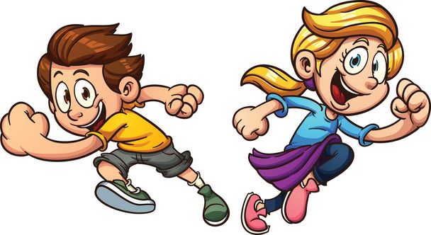Kids running - Vector, Image