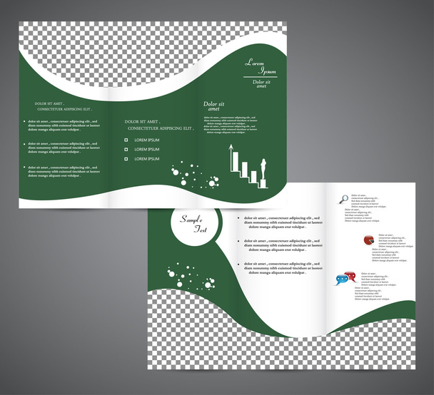 Groene Tri gevouwen Brochure - Vector, afbeelding