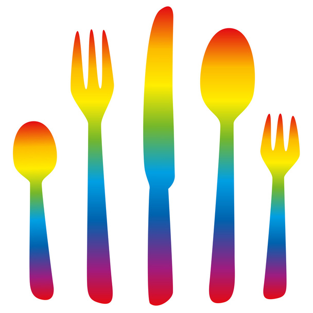 Cutlery Rainbow Colored - Vector, Image
