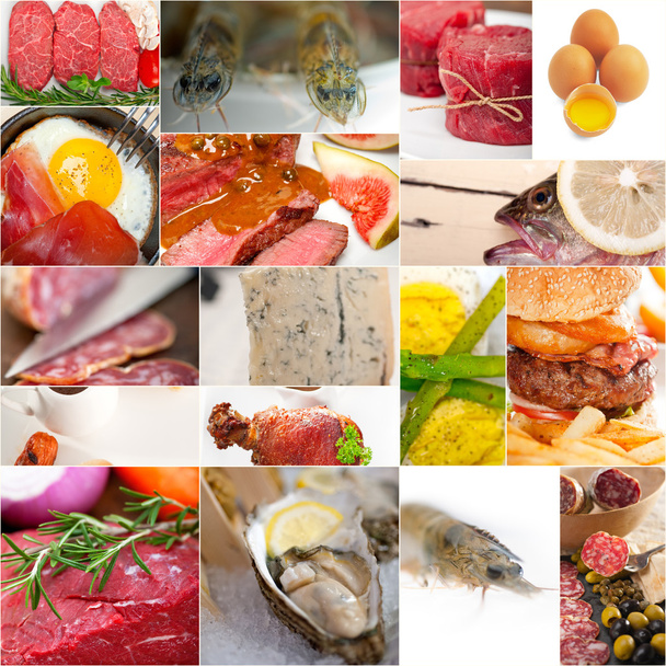 high protein food collection collage - Photo, Image