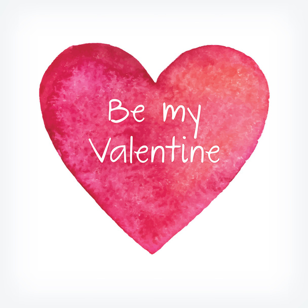 Vector watercolor heart, Valentine day card - Vector, imagen