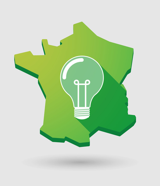  Franciaország zöld megjelenítése ikon-val egy villanykörte - Vektor, kép