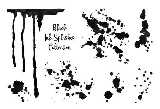 set of black ink stains element - Vektor, obrázek