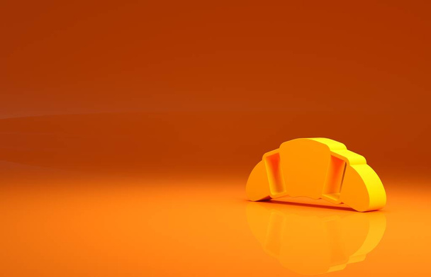 Yellow Croissant icon isolated on orange background. Minimalism concept. 3d illustration 3D render. - Fotografie, Obrázek