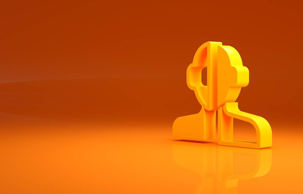 Icono del trastorno bipolar amarillo aislado sobre fondo naranja. Concepto minimalista. 3D ilustración 3D render. - Foto, Imagen