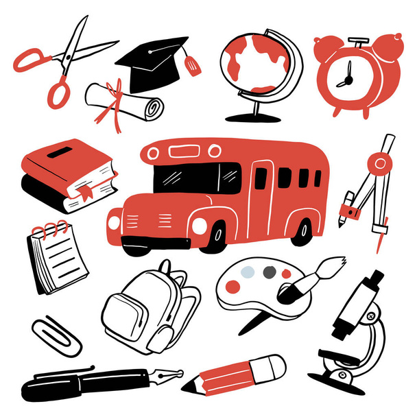 The collection of education icon, Back to school concept. Hand drawing vector illustration doodle style. - Vector, Image