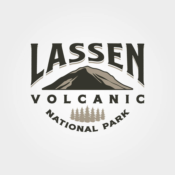 lassen vulkanické logo design, horské dobrodružství cestování vintage logo design - Vektor, obrázek