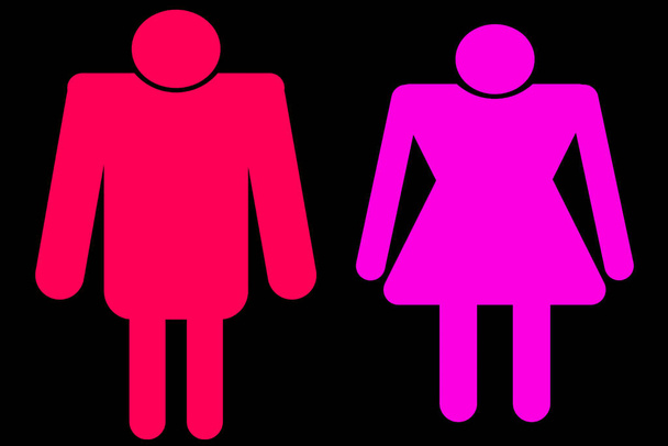 トイレトイレトイレ男性アイコン女性アイコンシングスタイルイラスト男性女性ロゴグラフィックデザインアート性的指向ピクトグラム形状テキスト文字白背景  - 写真・画像