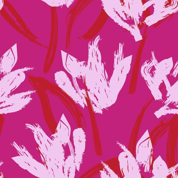 Pinceladas florales diseño de patrones sin costuras para textiles de moda, gráficos, fondos y artesanías - Vector, Imagen