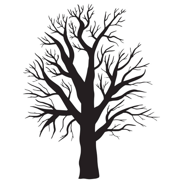 Naked tree silhouettes. Hand drawn vector illustration. - Vetor, Imagem